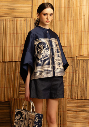 Labih Taffeta Top with Oversized Sleeves