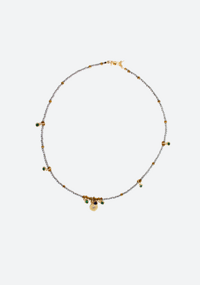 Keira Necklace in Silver with Round Gold Pendant