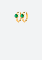 Gold Green Mini Crystal Hoops