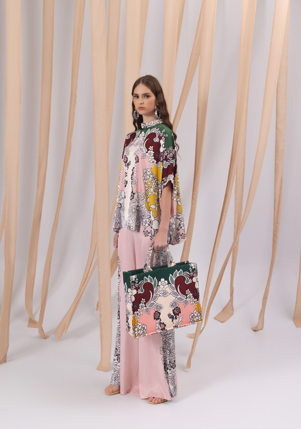 GENDIS Satin Oversized Blouse in Pink