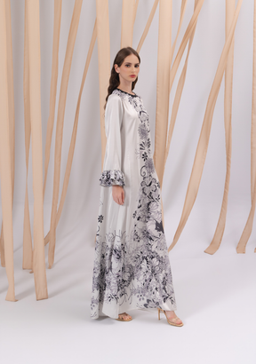 Harsa Satin Dress with Ruffled Sleeve