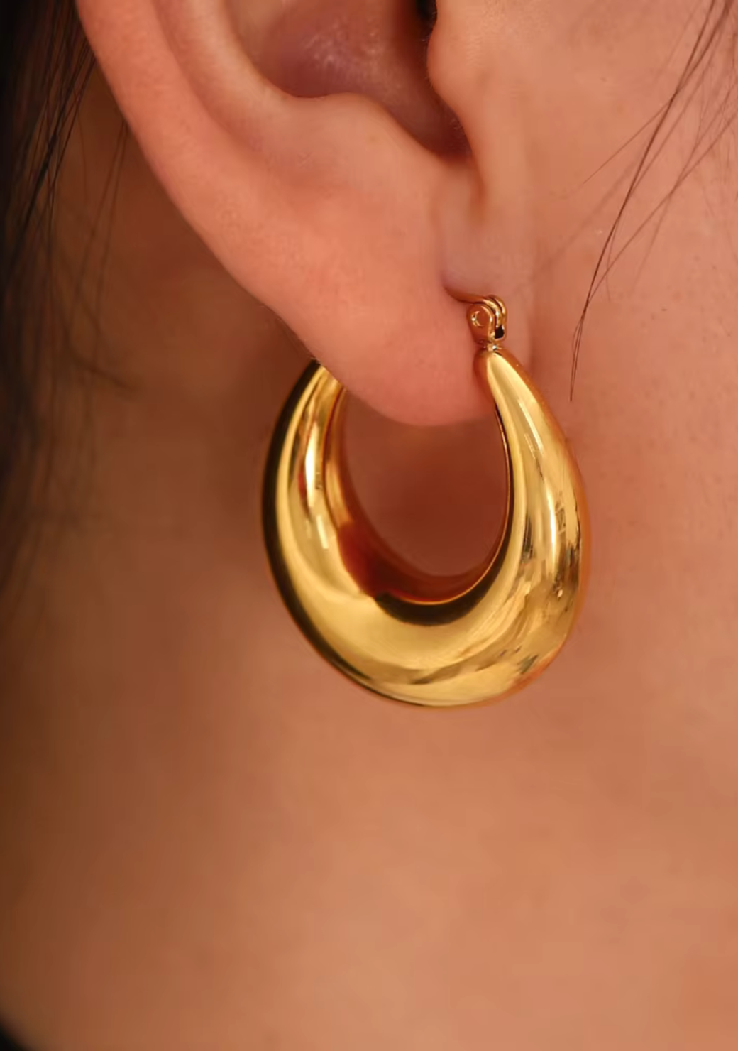 Gold Curved Hoop Earrings