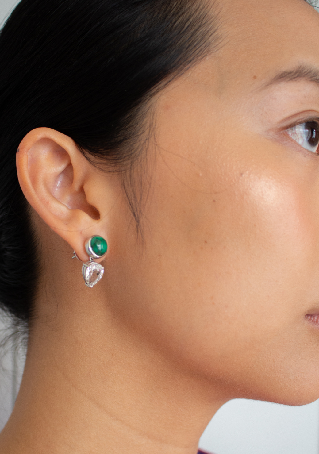 Malachite & White Topaz Earrings