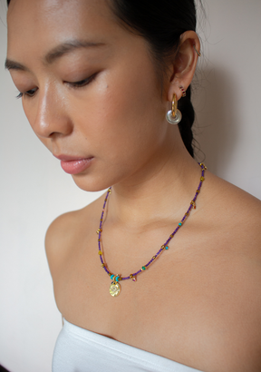 Convertible Chain with Eye Charm in Purple Agate