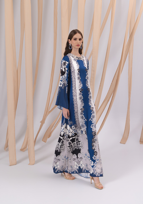 Gendis Satin Maxi Dress in Navy