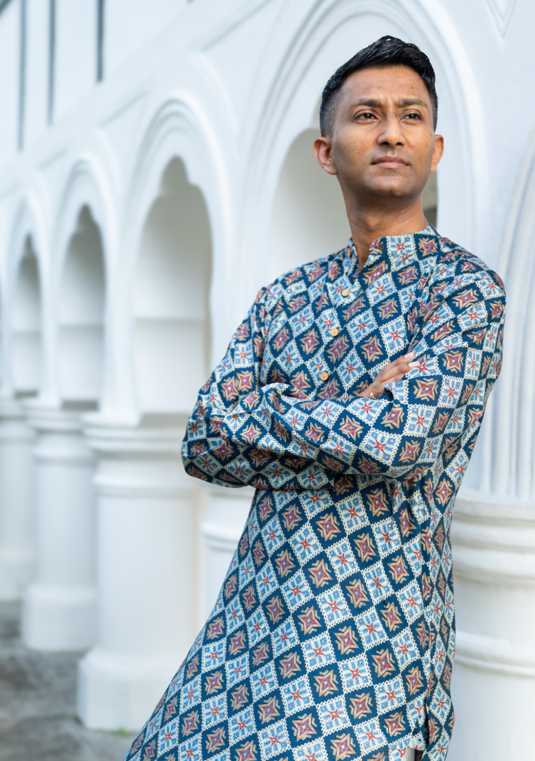 Tara Blue Mens Kurta Pajama Jacket Set in Muslin Cotton