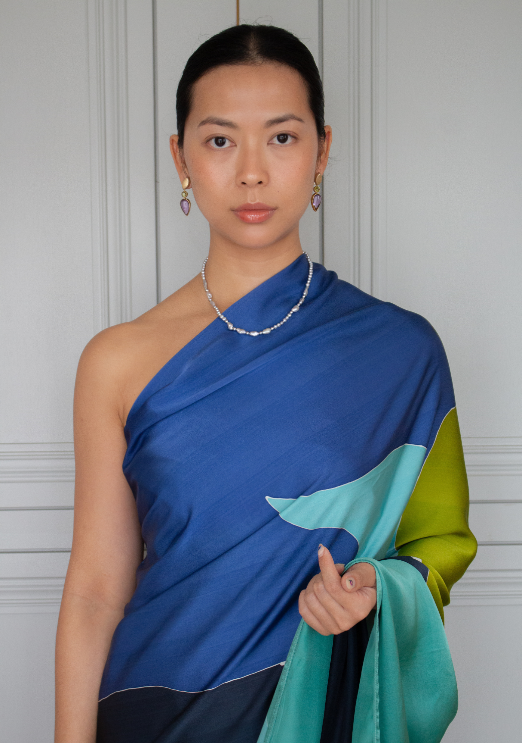 Peridot & Amethyst Drops on Marquise Studs