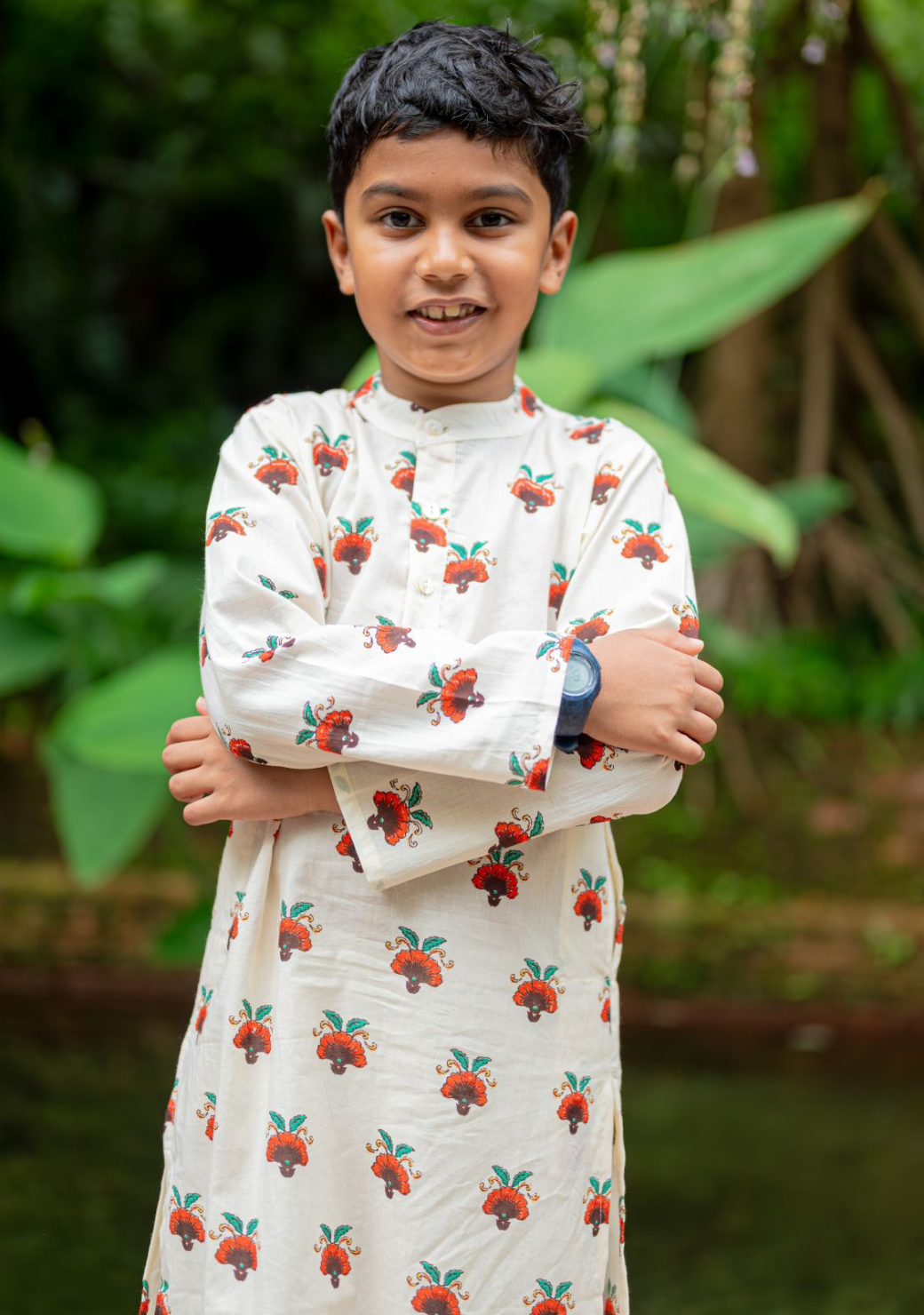Rosa Boys Cotton Kurta Pajama Set in Off White