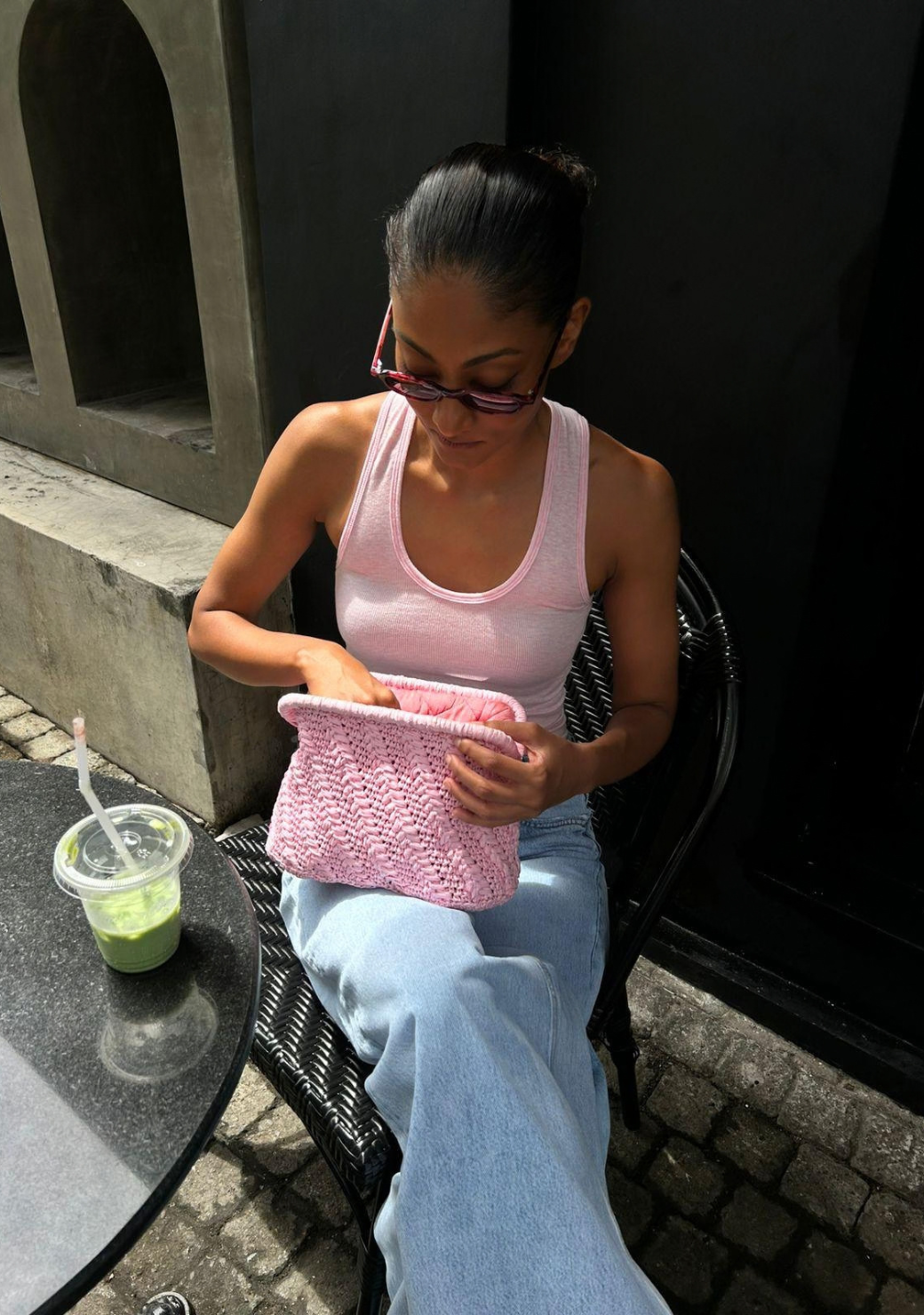 Raffia Herringbone Clutch