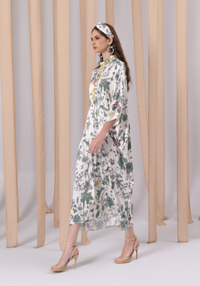 RANA Satin Kaftan in Pine