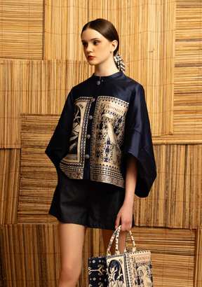 Labih Taffeta Top with Oversized Sleeves