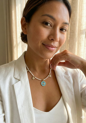 Fresh Water Pearls with Multi Charms Necklace