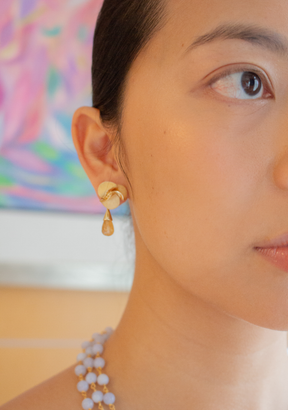 Citrine Drops on Flower Studs