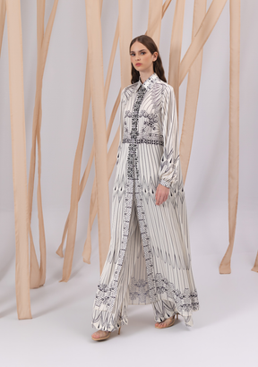 ANANTA Satin Midi-blouse in Black & White