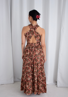Emma Dress in Brown Batik