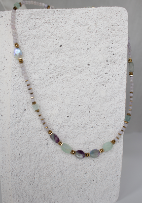 Ethereal Necklace in Moonstone and Oval Tourmaline