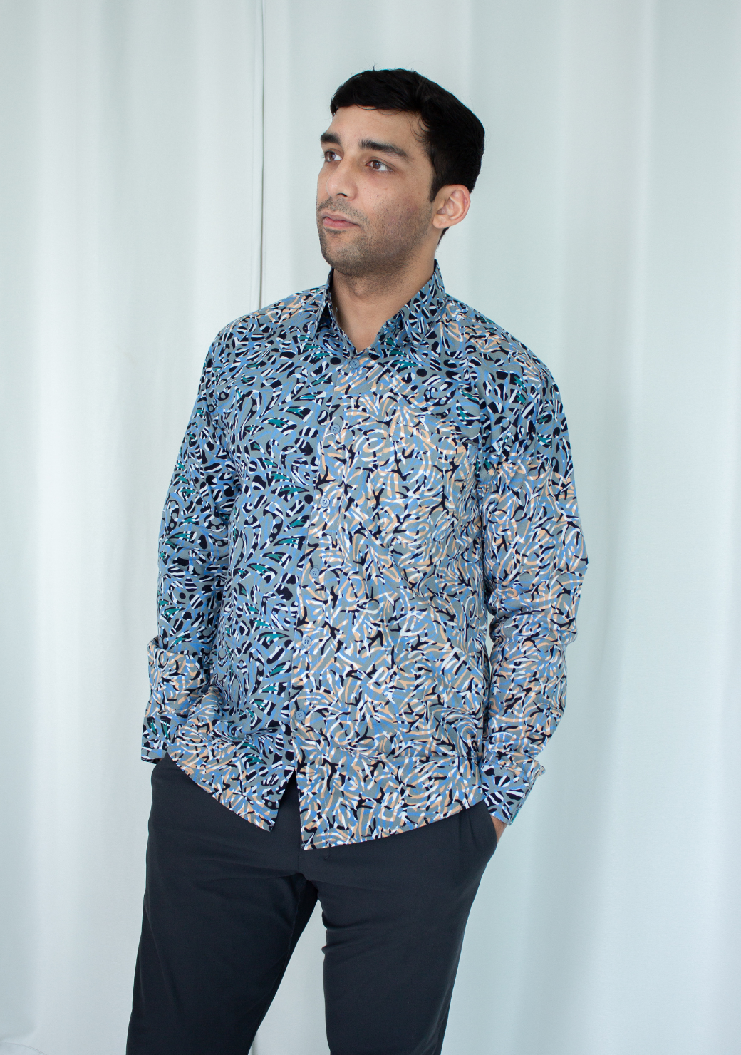 Long Sleeve Casual Cap Batik Shirt