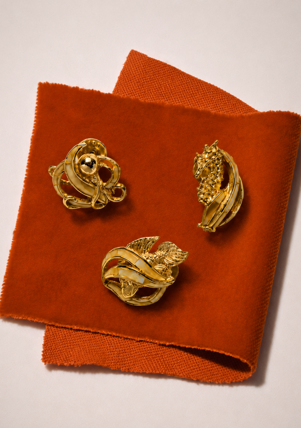 Triton's Brooch - Sea Horse in Yellow Mother-of-Pearl