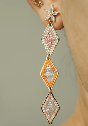 Triple Diamond Beaded Earrings