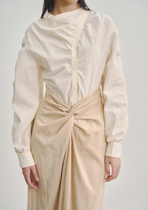 Wraparound Blouse with Gathered Sleeves