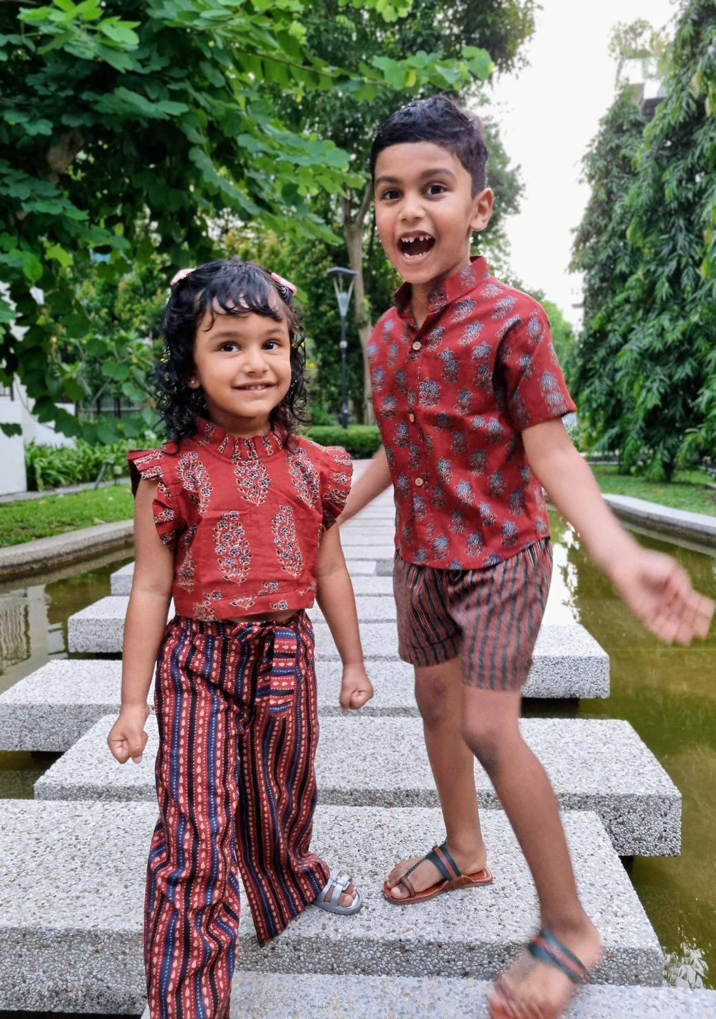 Royal Maroon Sleeveless Crop top & Palazzo Set for Girls