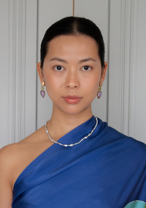 Side Baroque Dyed Gray Pearl Necklace