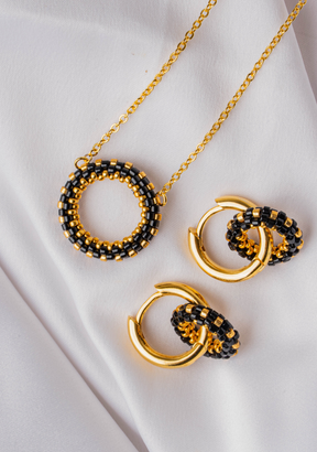 Beaded Uzuri Round Earrings