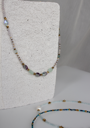 Ethereal Necklace in Moonstone and Oval Tourmaline