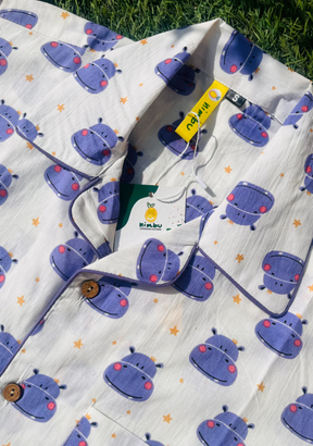 Happy Hippo Cotton PJ Set for Adults