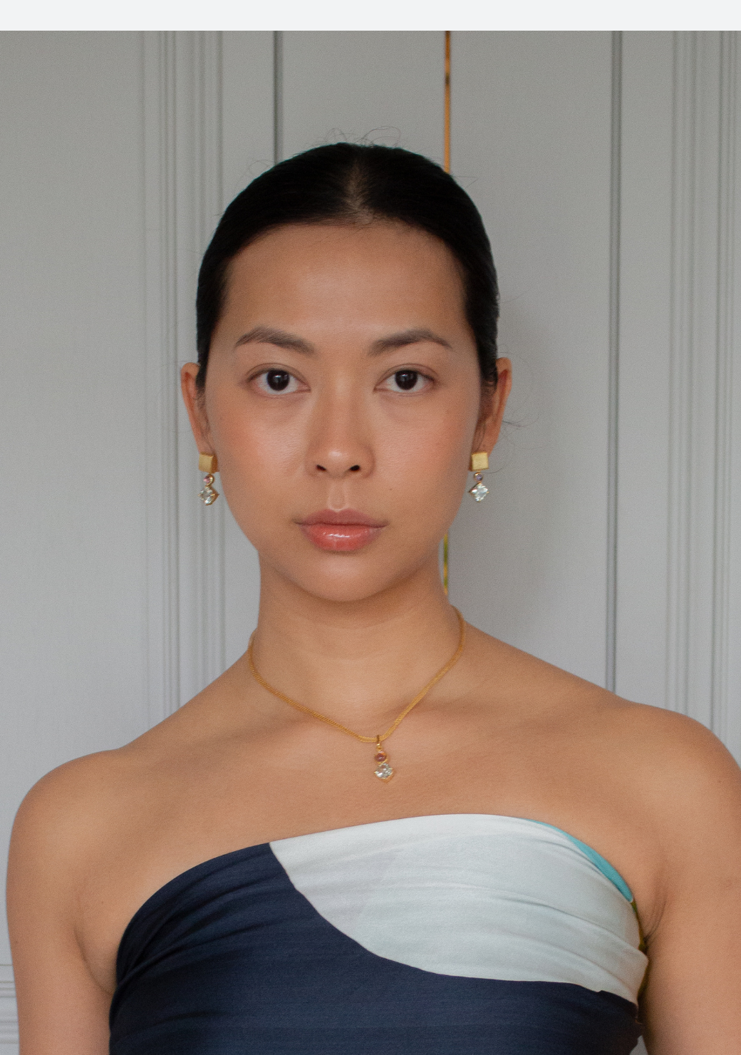 Amethyst & Priasolite Drops on Square Studs