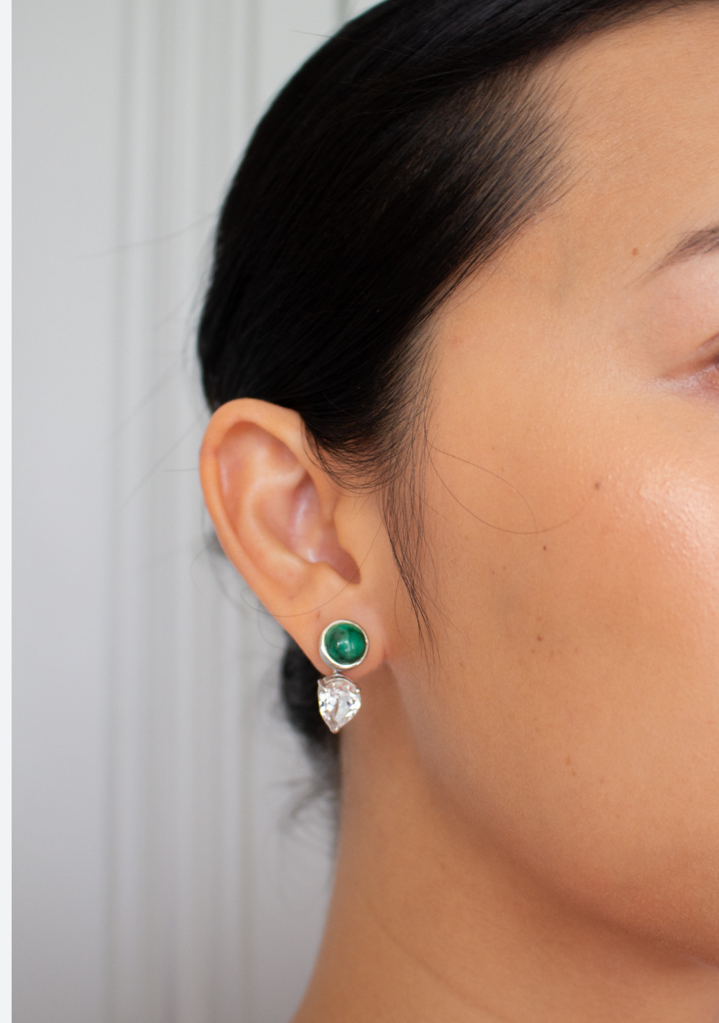 Malachite & White Topaz Earrings