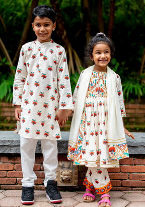 Rosa Boys Cotton Kurta Pajama Set in Off White