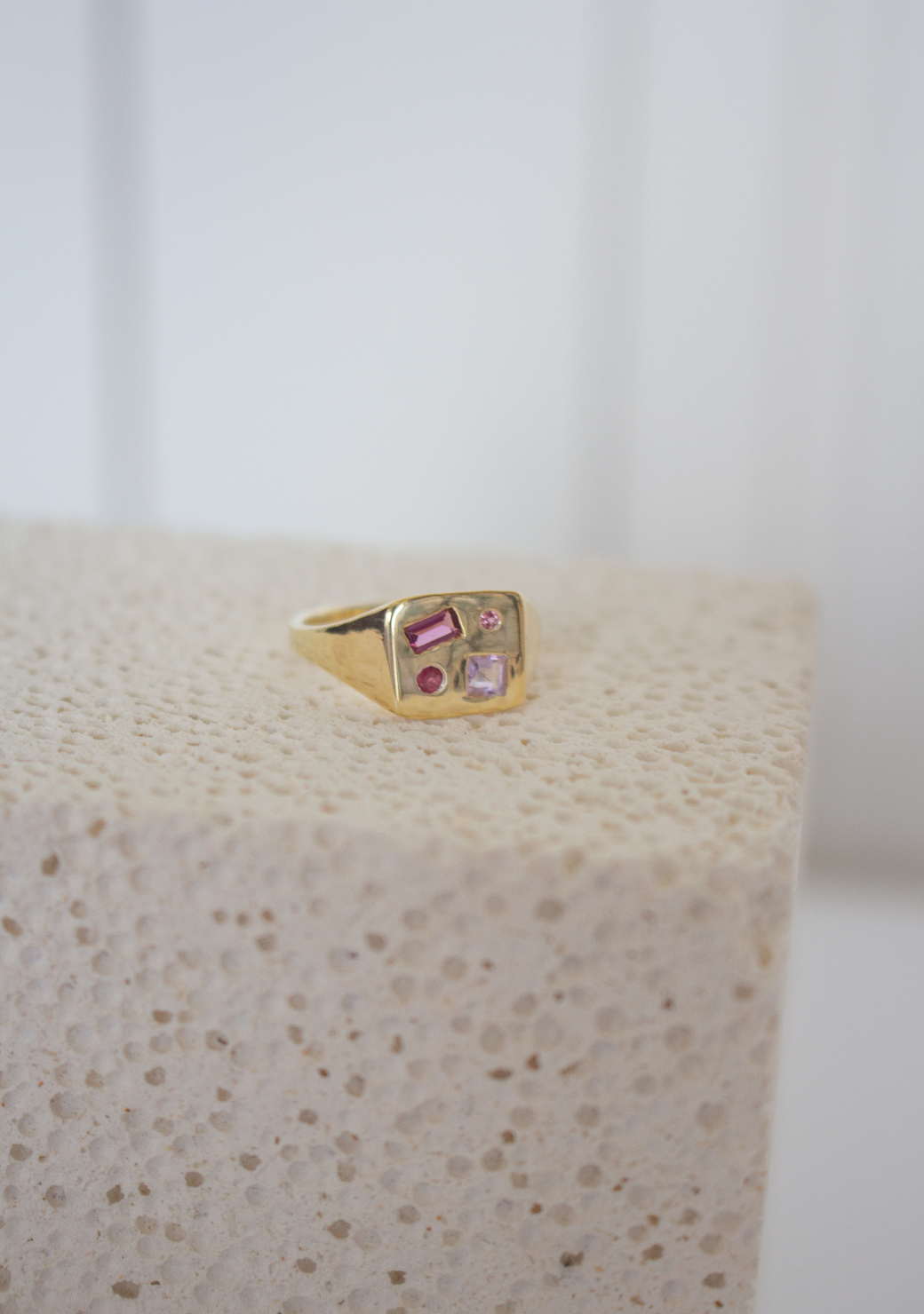 Mixed Stone Square Signet Ring