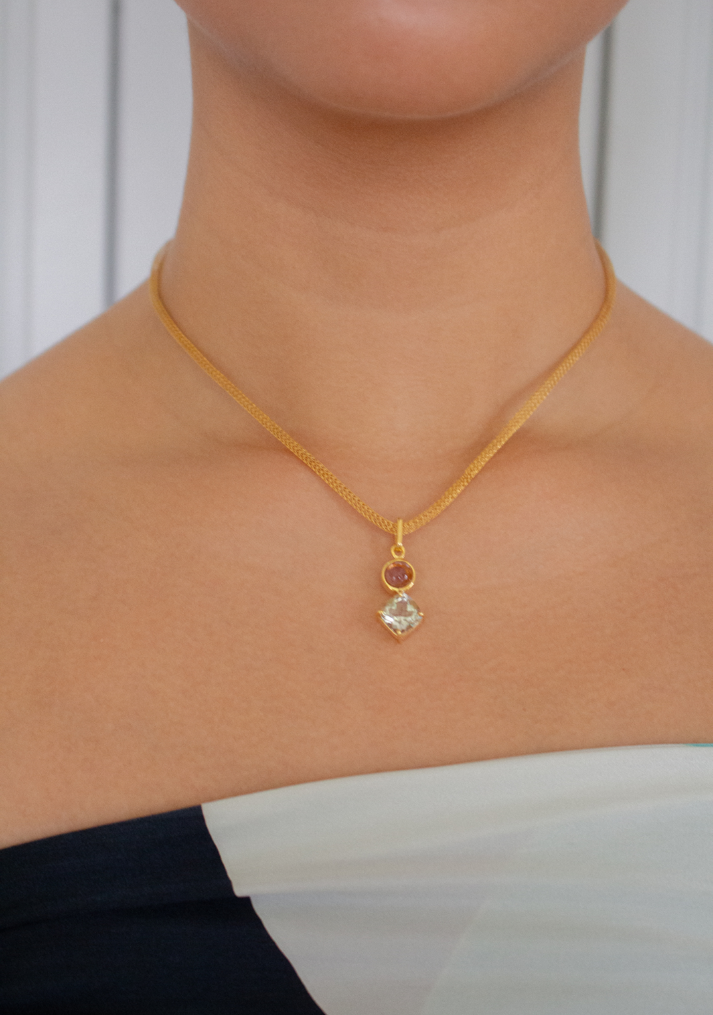 Amethyst & Priasolite Pendant Necklace