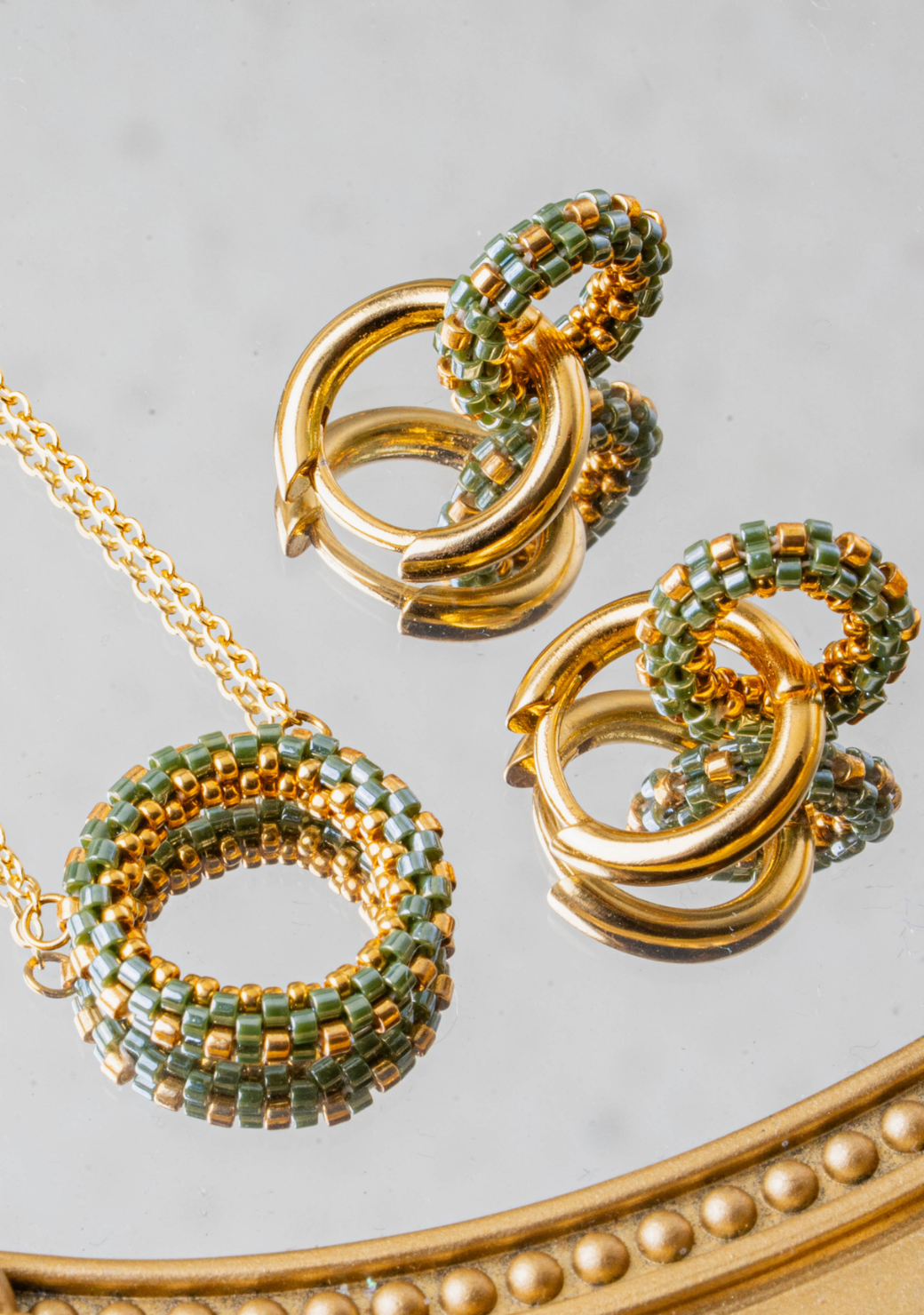 Beaded Nyasi Round Earrings