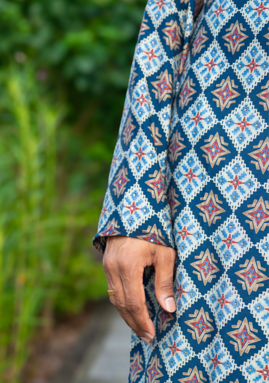 Tara Blue Mens Kurta Pajama Jacket Set in Muslin Cotton