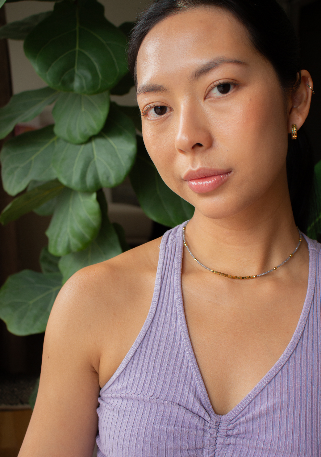 Rondelle Necklace in Grey and Gold