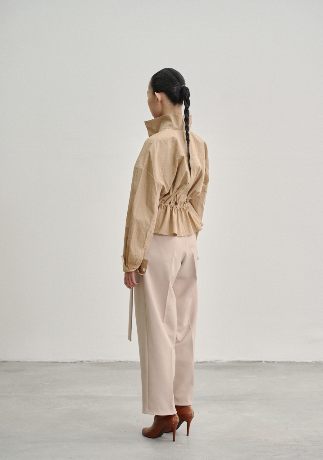 Wrap Pleated Trousers with Adjustable Belt Buckle