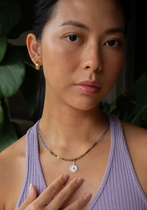 Keira Necklace with North Star Pendant in Purple