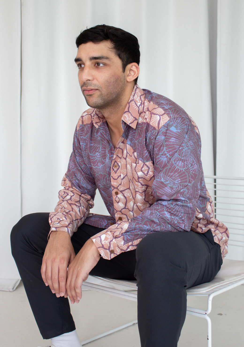 Long Sleeve Casual Cap Batik Shirt
