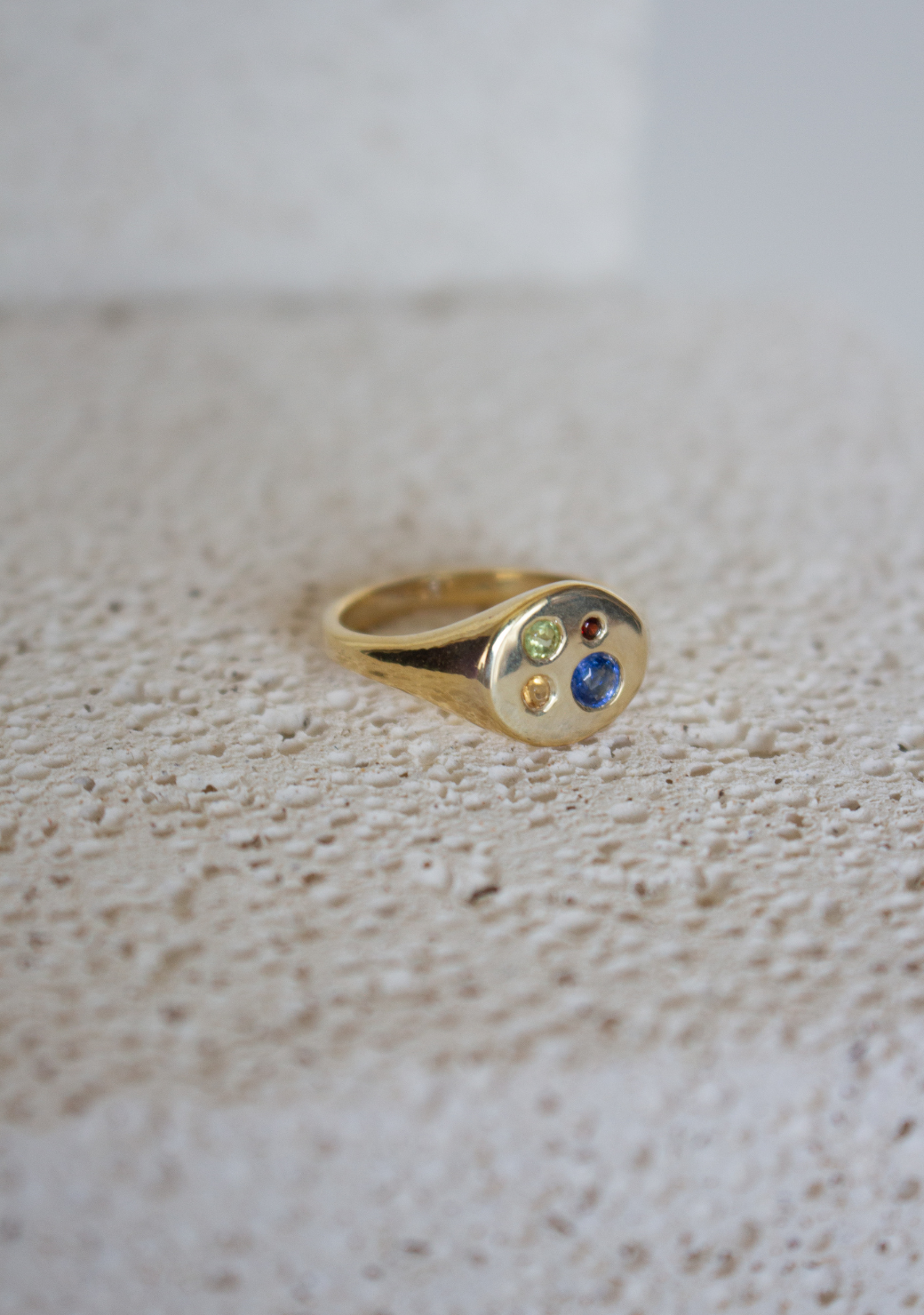 Mixed Stone Round Signet Ring