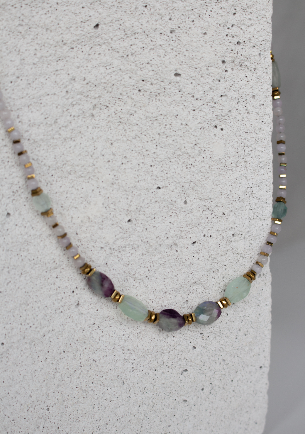 Ethereal Necklace in Moonstone and Oval Tourmaline