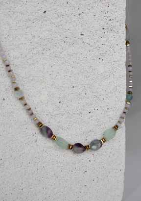 Ethereal Necklace in Moonstone and Oval Tourmaline