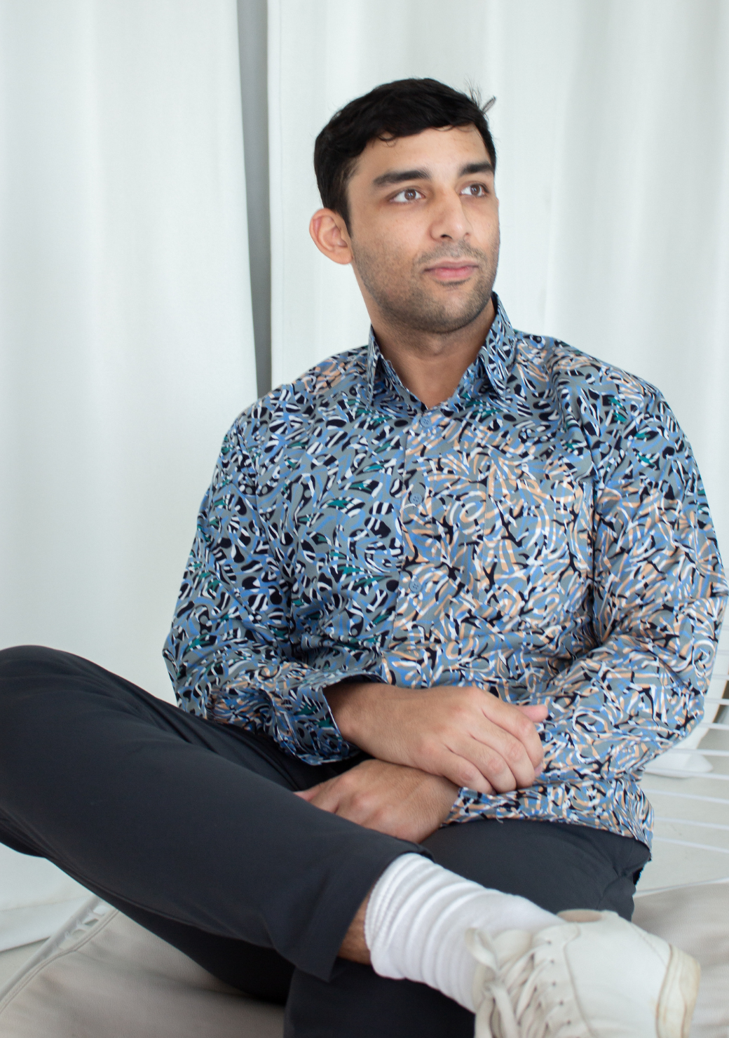 Long Sleeve Casual Cap Batik Shirt