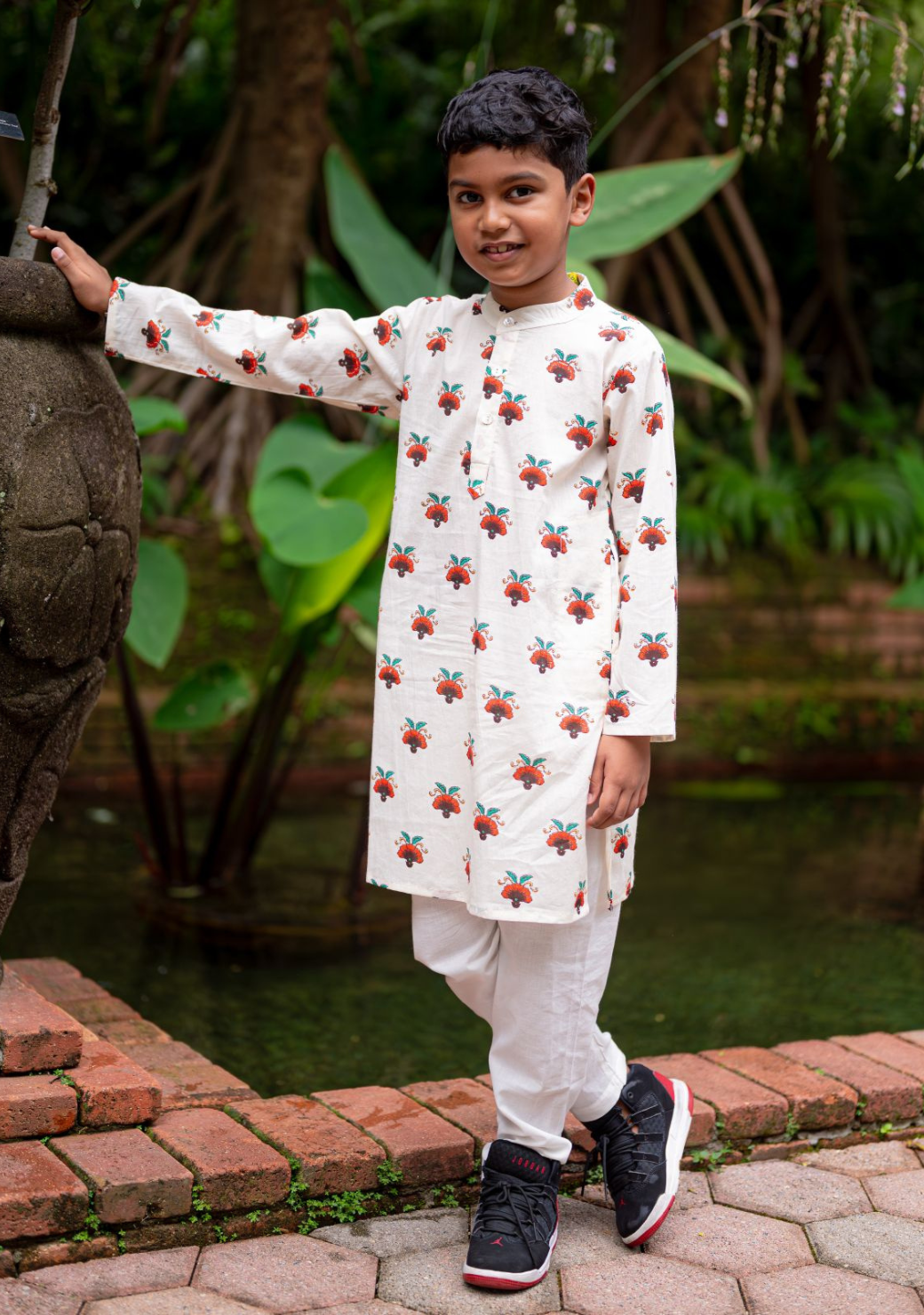 Rosa Boys Cotton Kurta Pajama Set in Off White