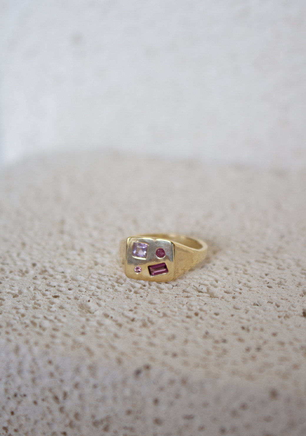 Mixed Stone Square Signet Ring