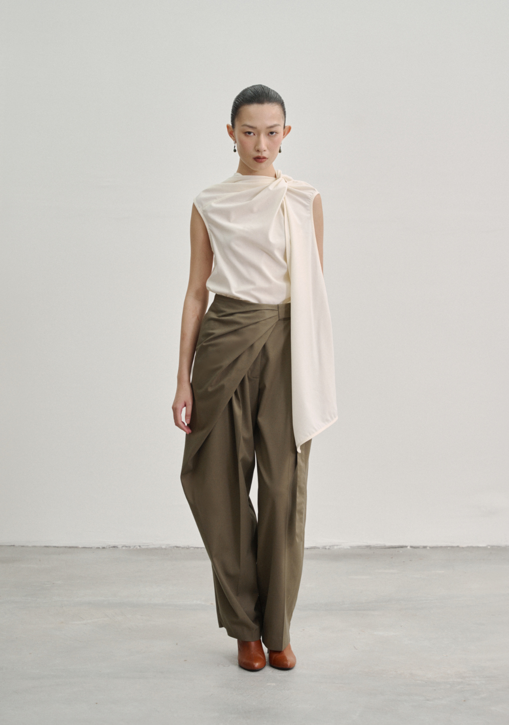 Twisted Knot Tunic with Shawl Lapel