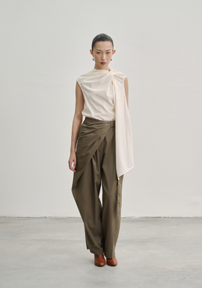 Twisted Knot Tunic with Shawl Lapel