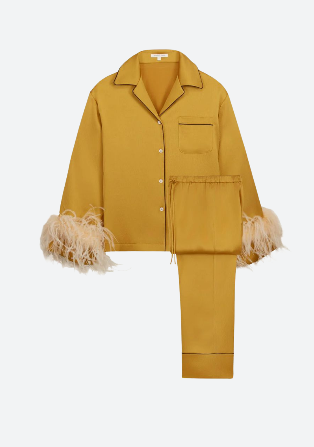 Holly Feather-Embellished Silk Pajamas