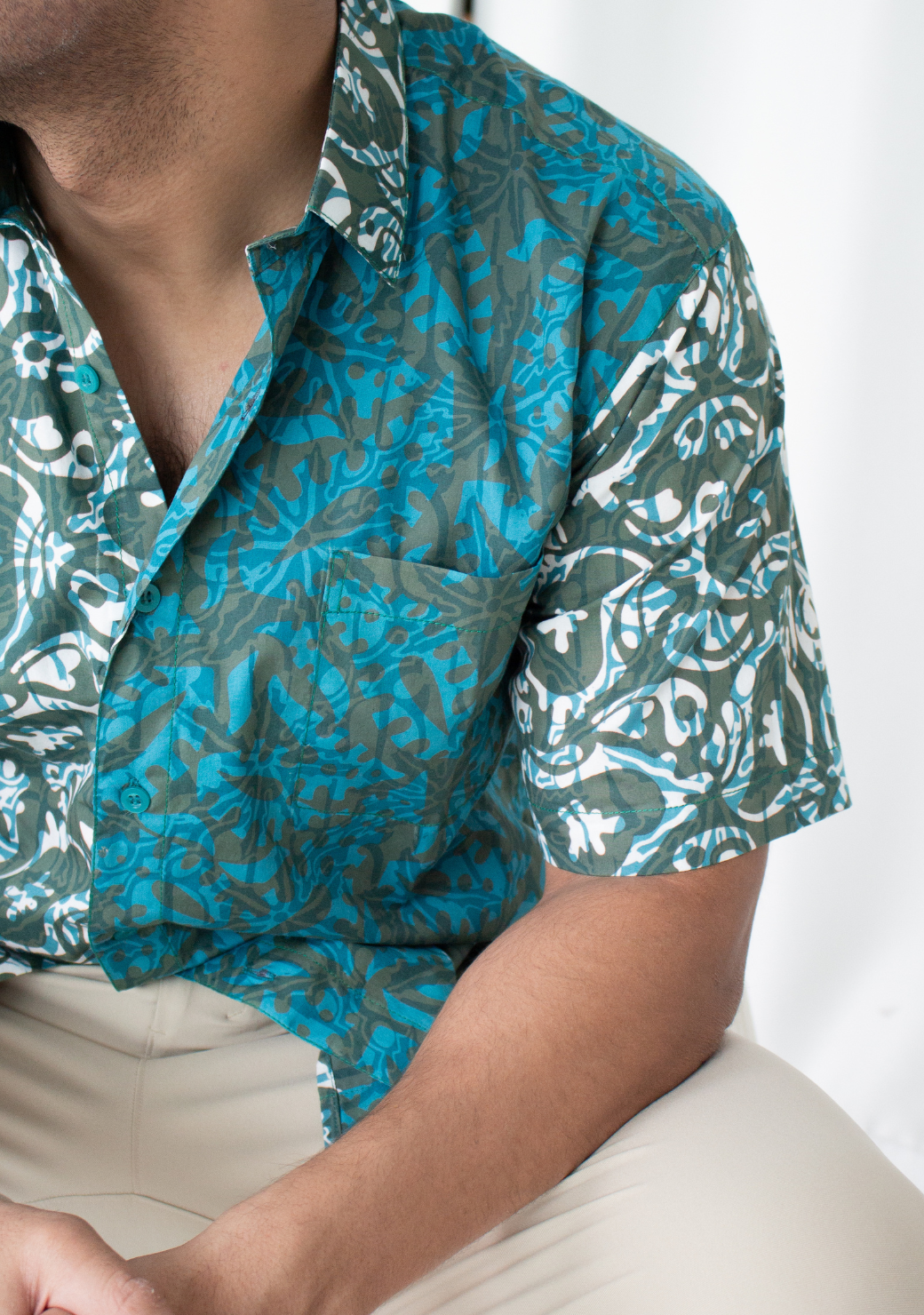 Short Sleeve Casual Cap Batik Shirt